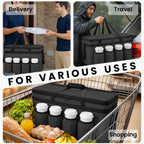 CIVJET Insulated Food Delivery Bag with 4 Cup Holders, XX-Large Insulated Grocery Bags Keep Food Hot/Cold, Cooler Bags with Drink Carrier, Food Carrier Catering Bag, Commercial Food Warmers, Black