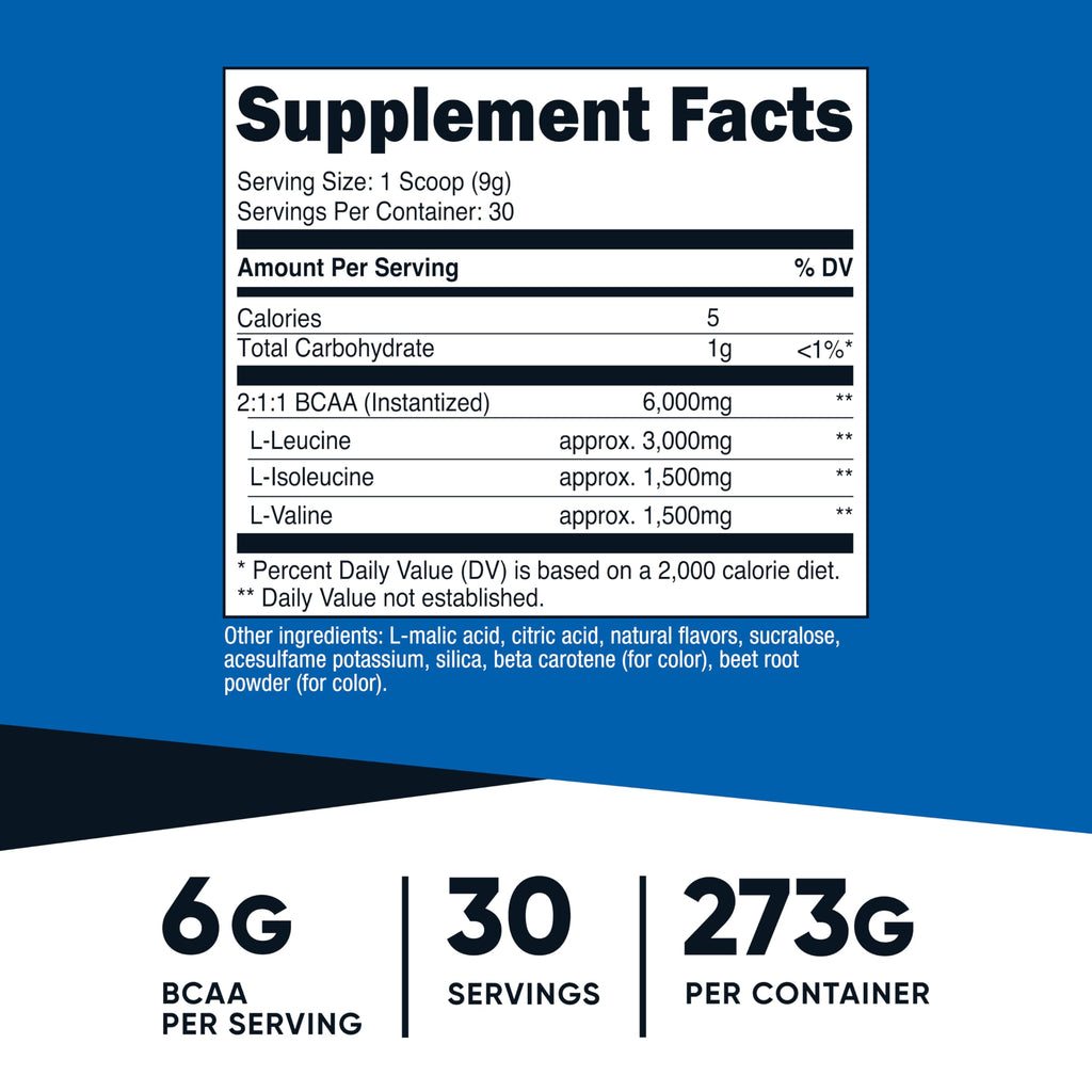 Nutricost BCAA Powder 2:1:1 (Peach Pear, 30 Servings) - Branched Chain Amino Acids