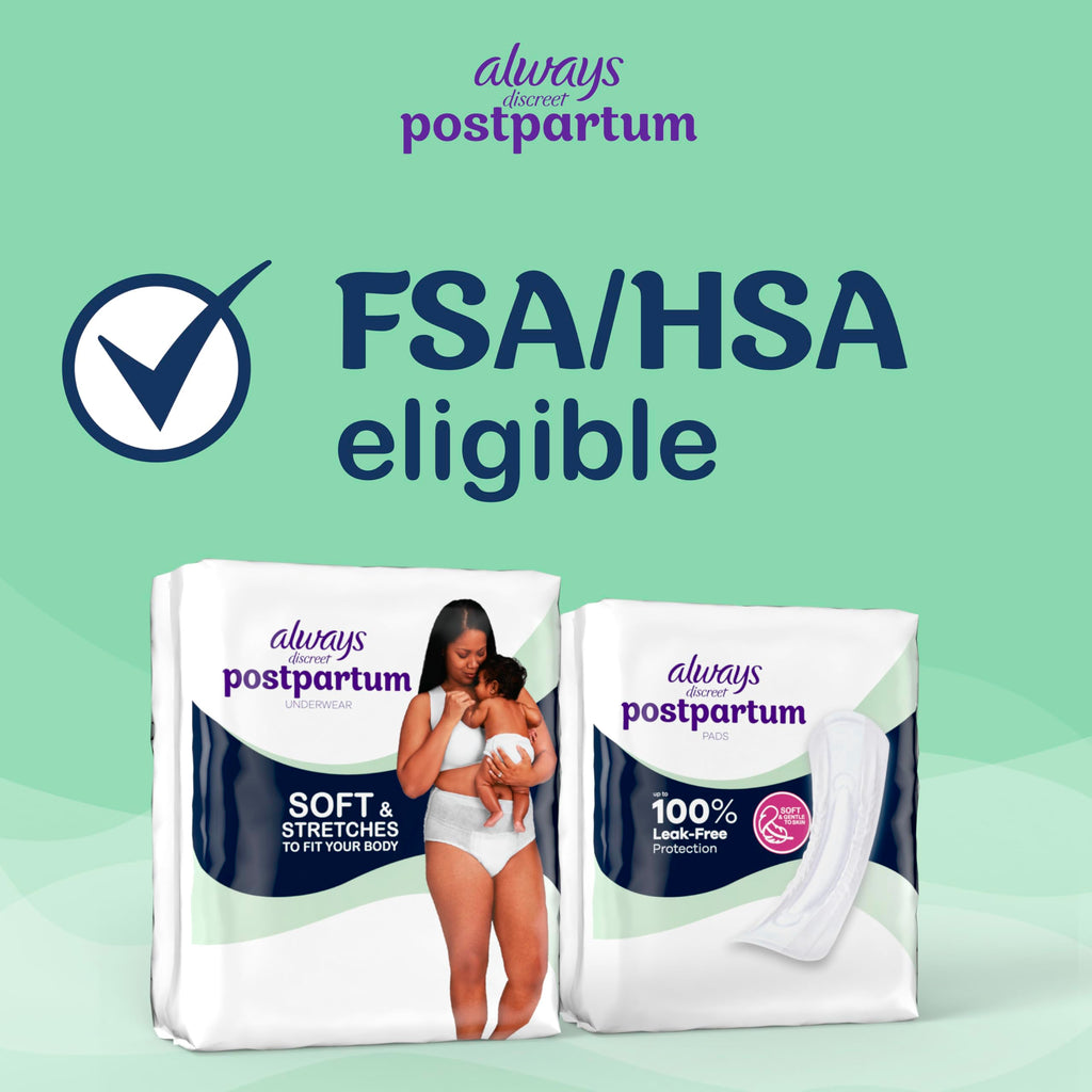 Always Discreet Postpartum and Adult Incontinence Underwear for Women, Large, Maximum Protection, 14 Count (Pack of 3)