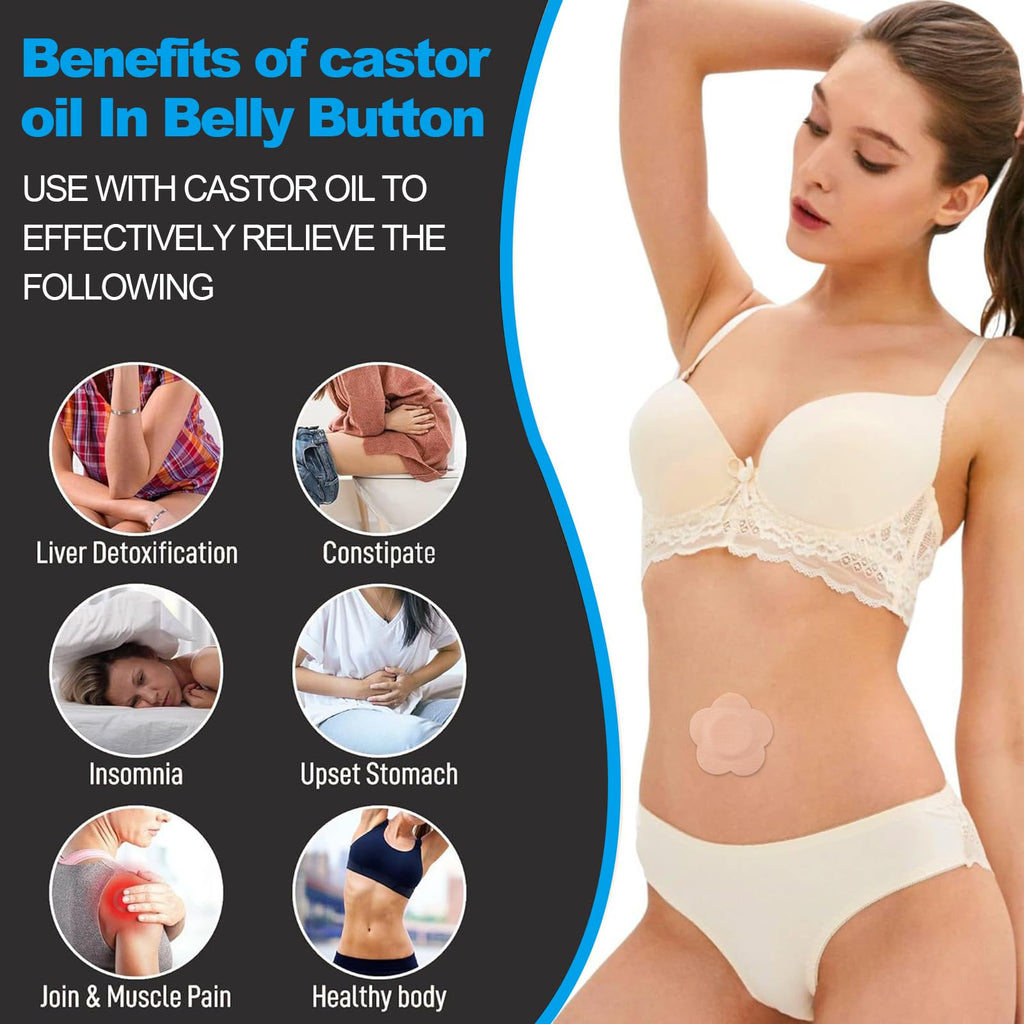 100PCS Castor Oil Patches, FDA/MDR Certified Carrier Patches for Castor Oil | Medical-Grade Self-Adhesive Pads | Belly Button Patch for Caster Oil, Portable Breathable Anti Leakage Anti-Slip No Wash