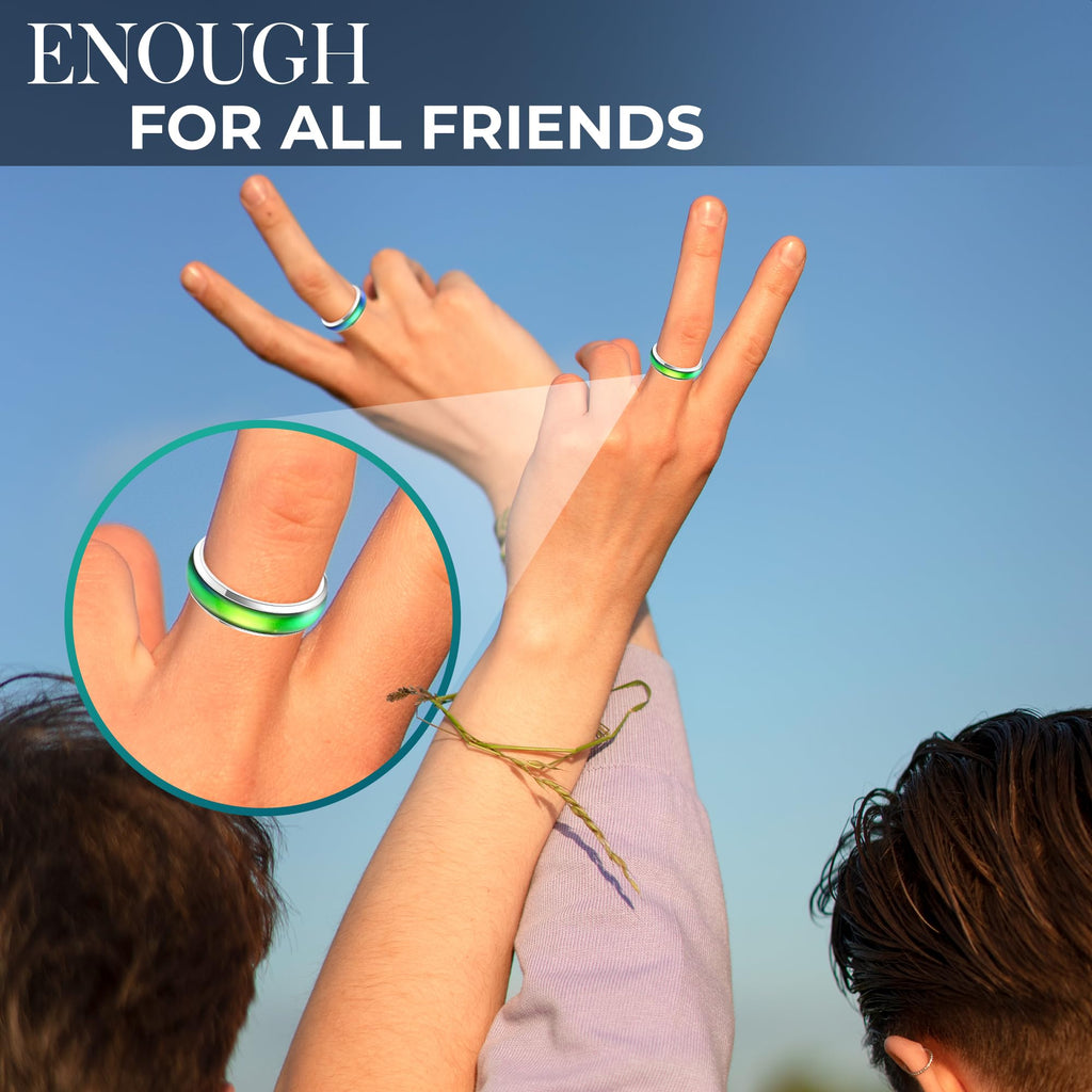 PIKTIME 50 Pcs Mood Rings Bulk, Color-Changing Metal Alloy, 5 Sizes 6-10