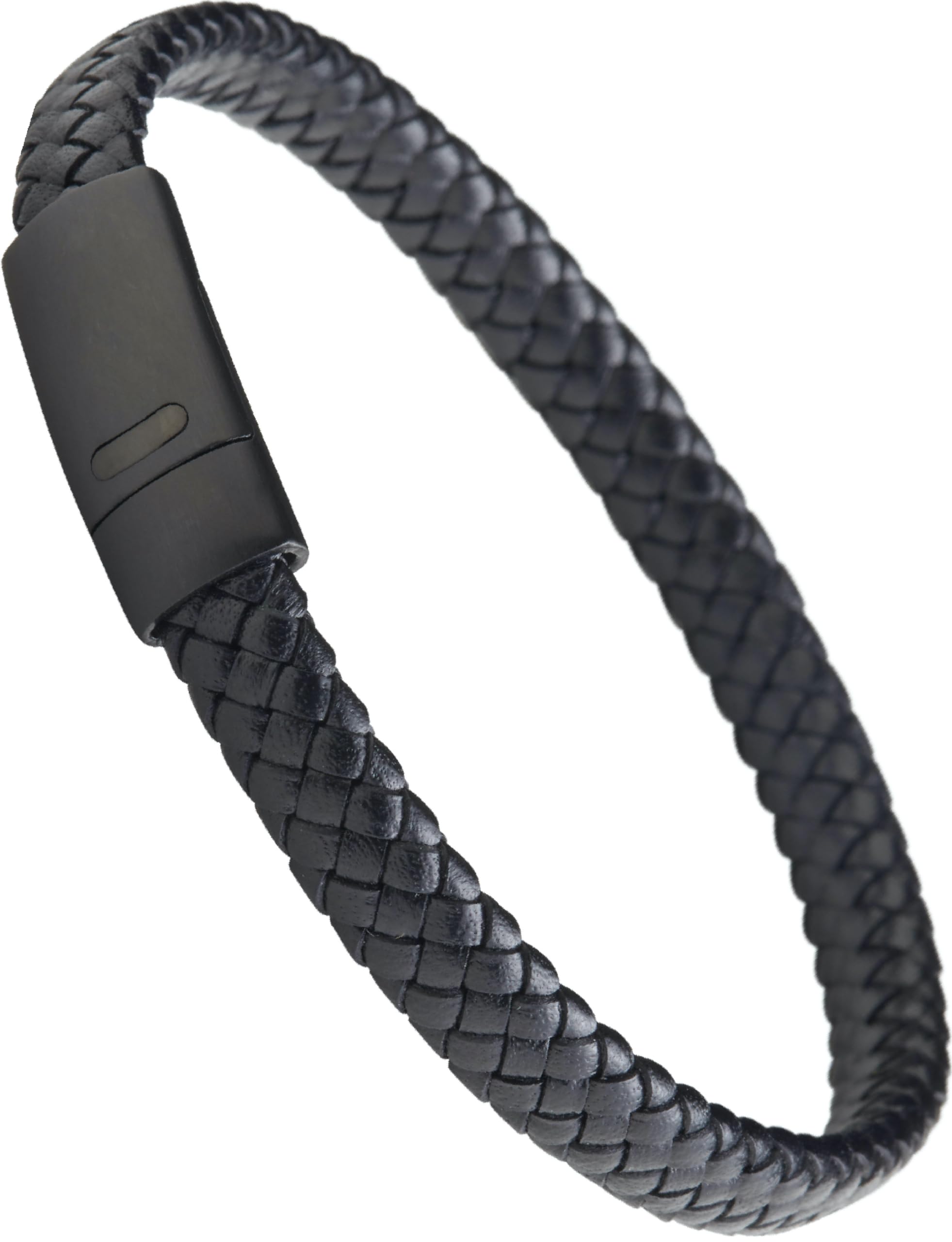 LUXAR Men’s Black Onyx Stone Bead Bracelets | Matte Black 8mm Stone | Minimalist, Designer Jewelry for Men (Black Leather, Medium)