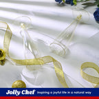 JOLLY CHEF Plastic Champagne Flutes 4.5 oz 100 Pack Gold Glitter Glasses