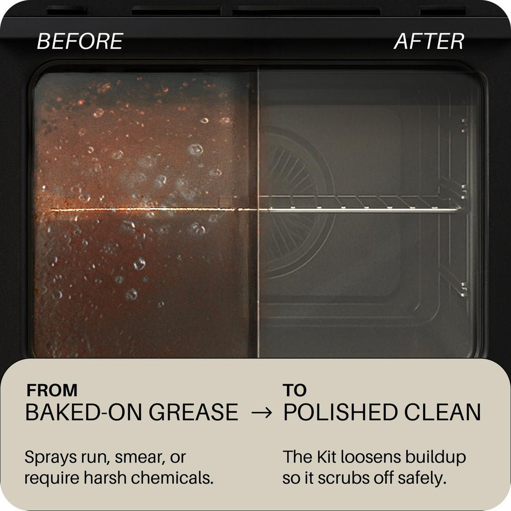 Oven Cleaning Kit: Natural Oven Cleaner and Kitchen Cleaner | Heavy Duty Oven Cleaner & Oven Rack Cleaner Kit | Fume-free & Safe to Clean All Ovens (Unscented) | Refillable Plastic Jar & Bottle