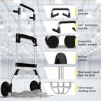 Teprovo Folding Hand Truck Dolly Cart,340LB Capacity Portable Aluminum Dolly Cart with Telescoping Handle and 7 Inch Rubber Wheels for Moving,Shopping,Travel,Office Use