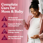 Eu Natural Glow Prenatal Vitamins for Women - 20-in-1 Prenatal Multivitamin with Folate & Vegan DHA - Supports Healthy Pregnancy, Fetal Development & Mom’s Comfort - 120 Vegetarian Capsules