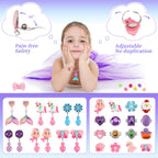 Toddler Girl Toys for Ages 5-7 Littler Girls Jewelry Set,51Pcs Kids Toy for Girls Age 8-10 Clip on Earrings,Princess Toys Adjustable Ring,Girl Toy Age 3 4 5 6-8 Year Old Christmas Birthday Gifts