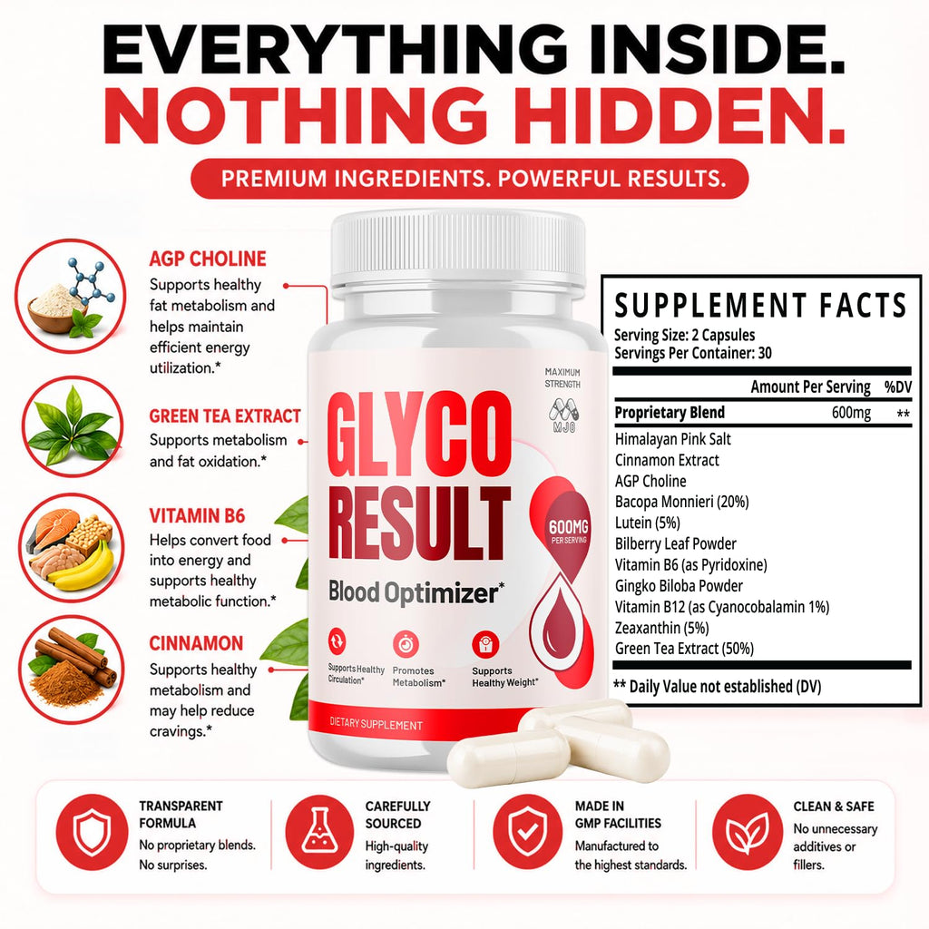 (3 Pack) Glyco Result Capsules, Official GlycoResult Pills with All Natural Ingredients, Advanced Overall Health & Wellness Vitamin Support Supplement with Maximum Multivitamins Support (180 Capsules)