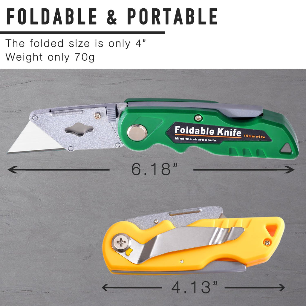 10-Pack Heavy Duty Folding Box Cutter Set with 30 Replacement Blades, Professional Utility Razor Knife (Pro)