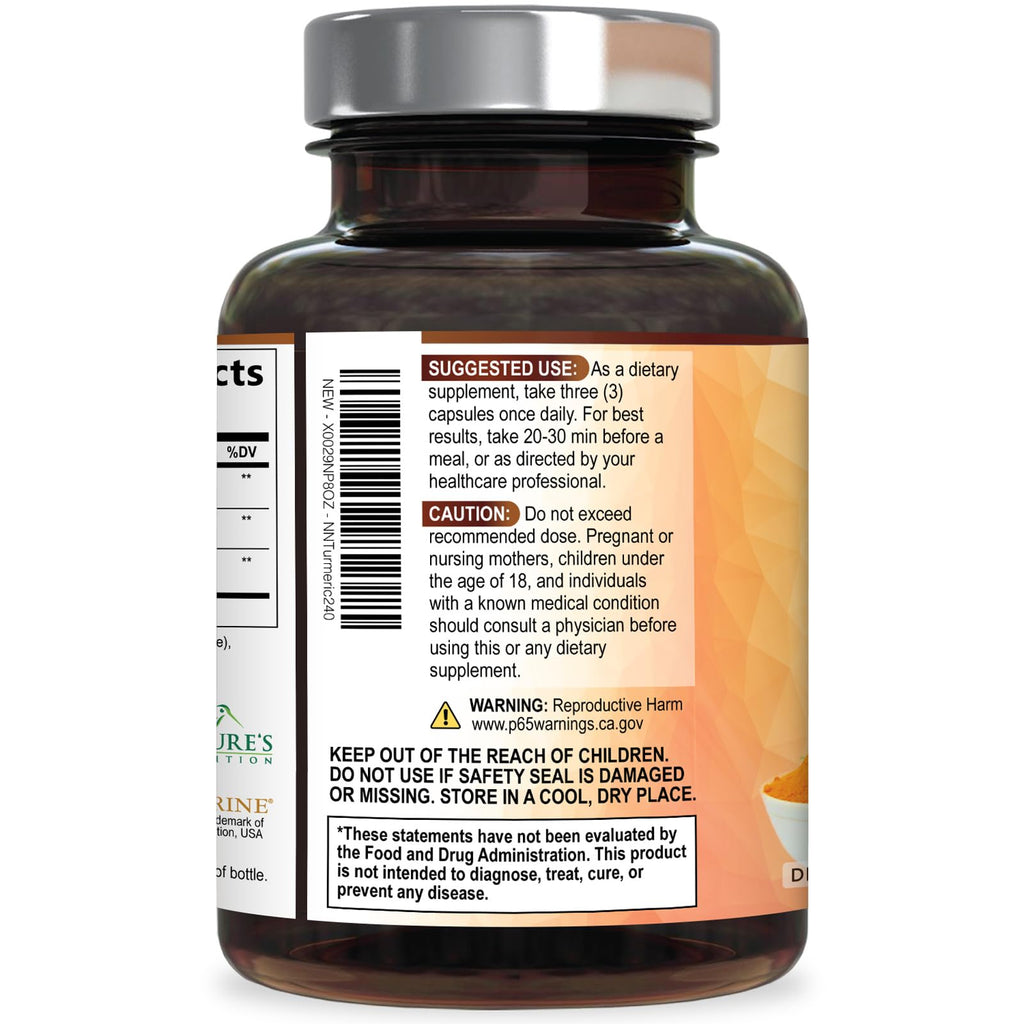 Turmeric Curcumin Supplement 95% Curcuminoids 1950mg with Organic Turmeric & BioPerine Black Pepper Extract for Best Absorption, Natural Vegan Joint Support, Non-GMO, Bottled in USA - 240 Capsules