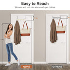 TOPIA HANGER Over The Door Hooks for Hanging, Towel Hooks Towel Racks for Bathroom, Coat Hooks Coat Rack Over The Door Organizer Hanging, Wooden Door Hangers for Coat Towel Hat Purse CT72W - 2 Pack