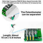 RioRand 7-70V PWM DC Motor Speed Controller 30A - Low Heat Aluminum Housing for Brushed DC Motors, DIY Projects & Small Electric Devices (Extra Fuse Included) 2PCS