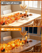 2Pack [8 Lighting Modes & Timer] Fall Decor Maple Leaf Garland with Lights 80LED Battery Operated Waterproof, Fall Decorations for Home Outdoor Indoor Thanksgiving Decor Halloween Friendsgiving Autumn