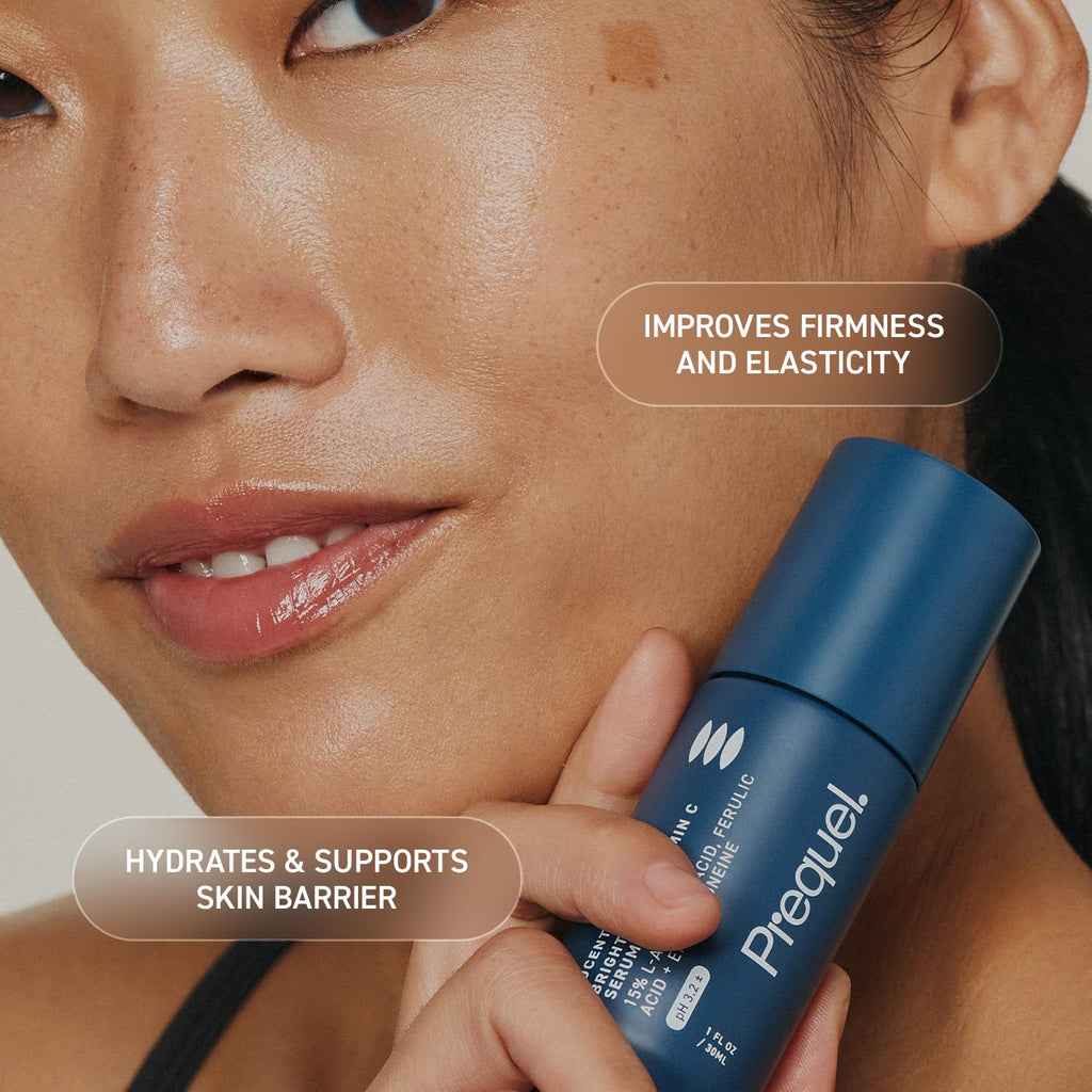 Prequel Skin Lucent-C, Vitamin C Serum for Face. Professional Facial L-Ascorbic Acid, Ferulic Acid Formula with Niacinamide. Clinical Skincare for Luminous Firm Skin. 1oz Pump