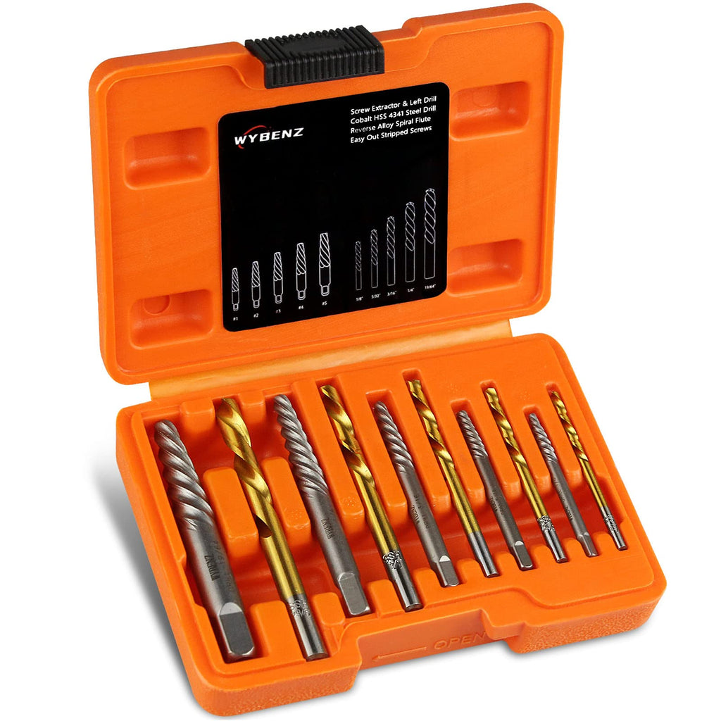 14Pcs Screw Extractor and Left Hand Drill Bits Set, Easy Out Screw Extractor Set, Broken Bolt Extractor Kit Bolt Remover, Reverse Cobalt HSS Steel Drill Bit for Remove Stripped Screws and Broken Bolts