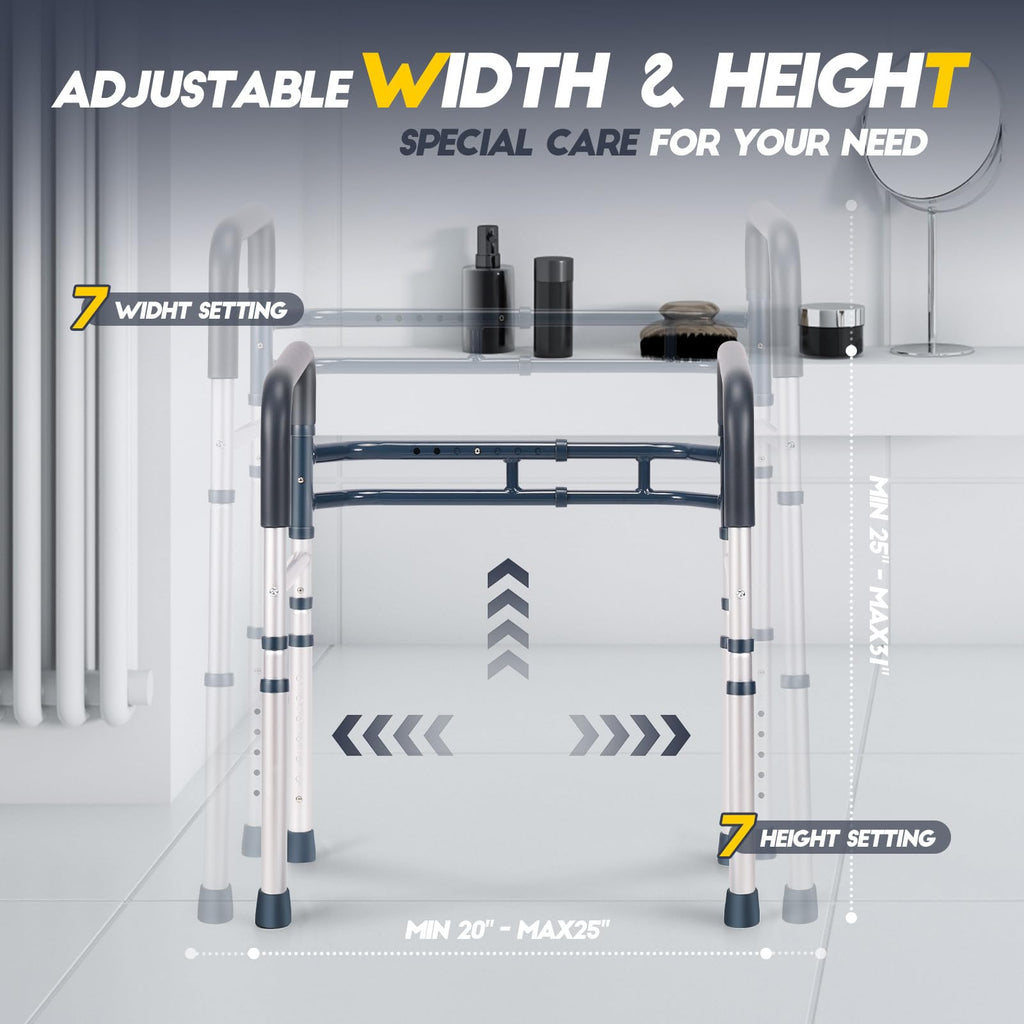 Lianjindun Toilet Safety Rails, Folding & Portable Bathroom Toilet Handles for Elderly, Seniors, Handicap & Disabled, Adjustable Toilet Safety Frame Fit Any Toilets (350 LB)