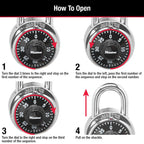 Master Lock Black Gym Locker Lock Combination Padlock, Indoor Combo Lock with Preset 3-Digit Code for Cabinets, Storage, 2 Pack, 1500T