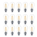 Brightech Ambience PRO Replacement LED Light Bulbs, 2 Watt Vintage Plastic LED Edison Bulbs, 3000K Neutral White Dimmable Outdoor String Lights Bulbs, E26 Base - 15 Pack