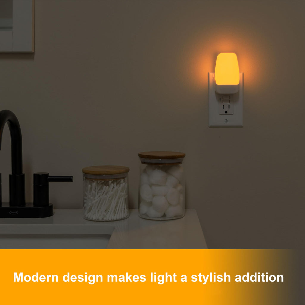 GE Sleeplite Night Lights Plug Into Wall, Dusk to Dawn Sensor, Ambient Lighting, Sleep Aid, Bathroom Decor, LED Lights for Bedroom, Apartment Essentials, Smart Home,86153, Amber, 4 Pack
