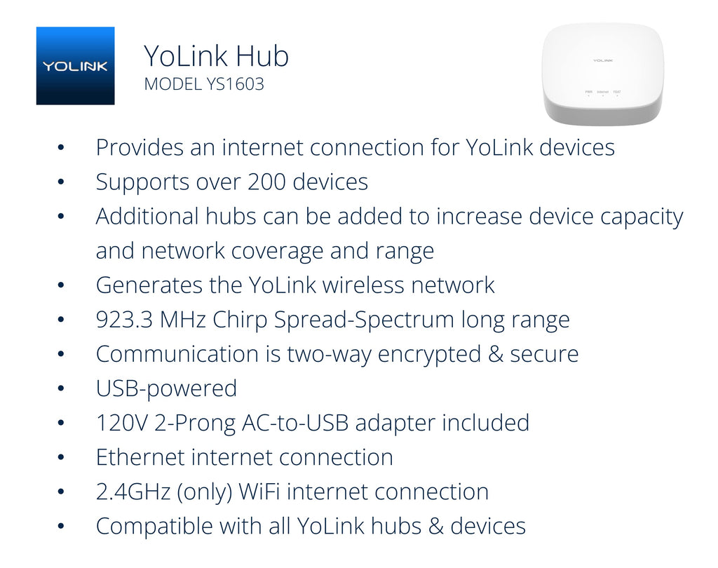 YoLink Smart Home Starter Kit: Hub & Water Leak Sensor 1, LoRa Up to 1/4 Mile Open-Air Range, SMS/Text, Email & Push Notifications, w/Alexa, IFTTT, Home Assistant