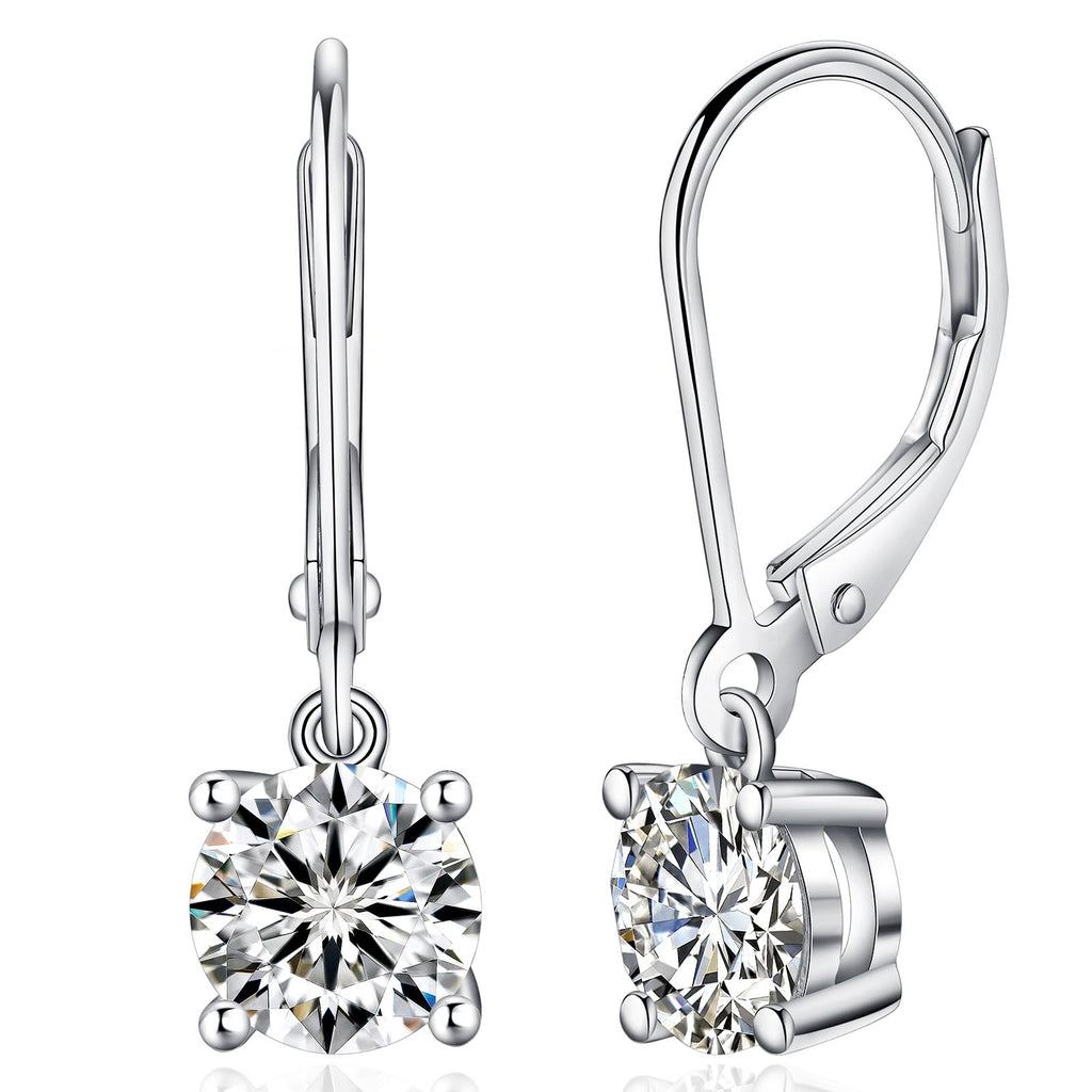 YODEWA 2CT Moissanite Earrings for Women Silver Drop Dangle Earrings, 6.5mm