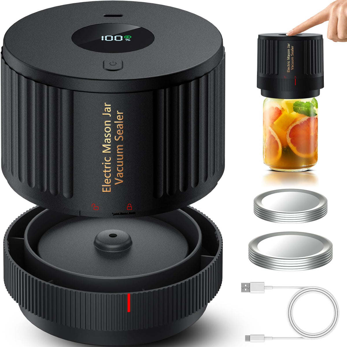 LOVE MOMENT Electric Mason Jar Vacuum Sealer Kit with One Touch Auto-Pause
