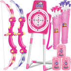 Bow and Arrow Toys for Kids, 2 Pack LED Light Up Archery Set Outdoor Indoor