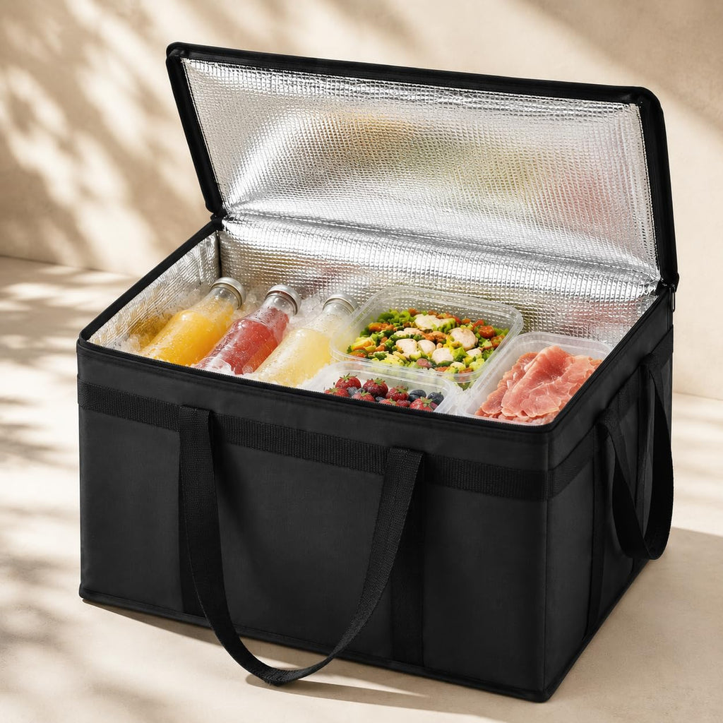 Bodaon Insulated Food Delivery Bag, XXXL Reusable Warming Bag, Black, 1Pk