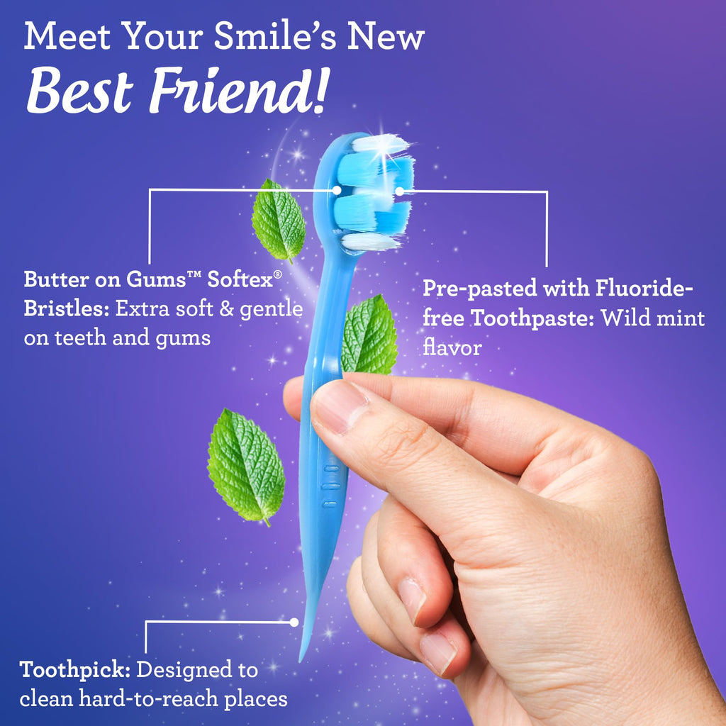 GuruNanda Disposable Travel Toothbrush 1.0, Fluoride Free Toothpaste, 70 ct