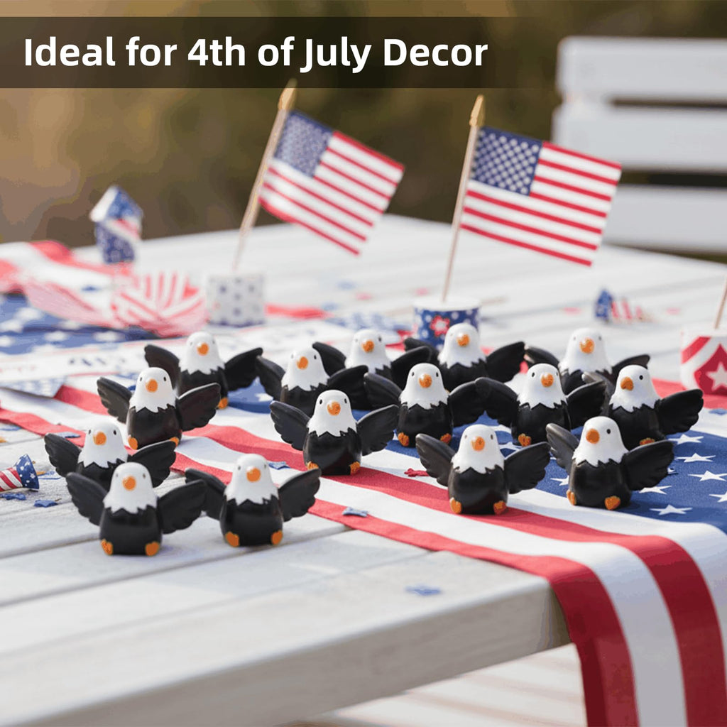 Nyuemystery 100 Pcs Mini Resin Bald Eagle Figurines, Patriotic American Eagle Statues for Garden Decor, Party Supplies, Independence Day Celebrations (Bald Eagle)