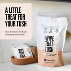 Wipe That Tush On-The-Go Flushable Wipes Bulk Pack - 12 Packs of 10 Individually Wrapped Travel Wipes, 120 Total - Fragrance Free - Hypoallergenic With Aloe & Vitamin E - Septic Safe