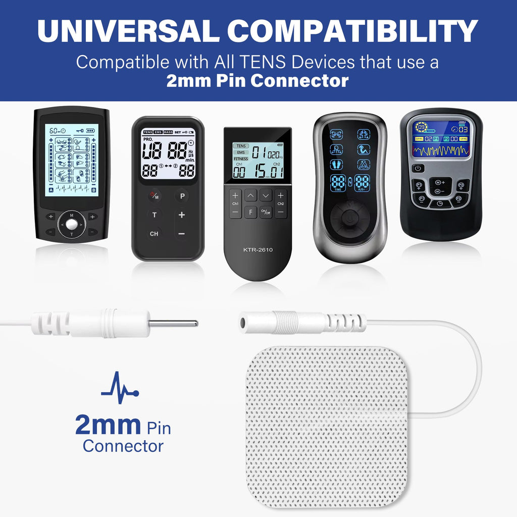 LotFancy TENS Unit Electrode Pads, 40PCS 2"x2" TENS Unit Pads for EMS Muscle Stimulator Electrotherapy, Self-Adhesive TENS Pads Replacement, Reusable and Latex-Free