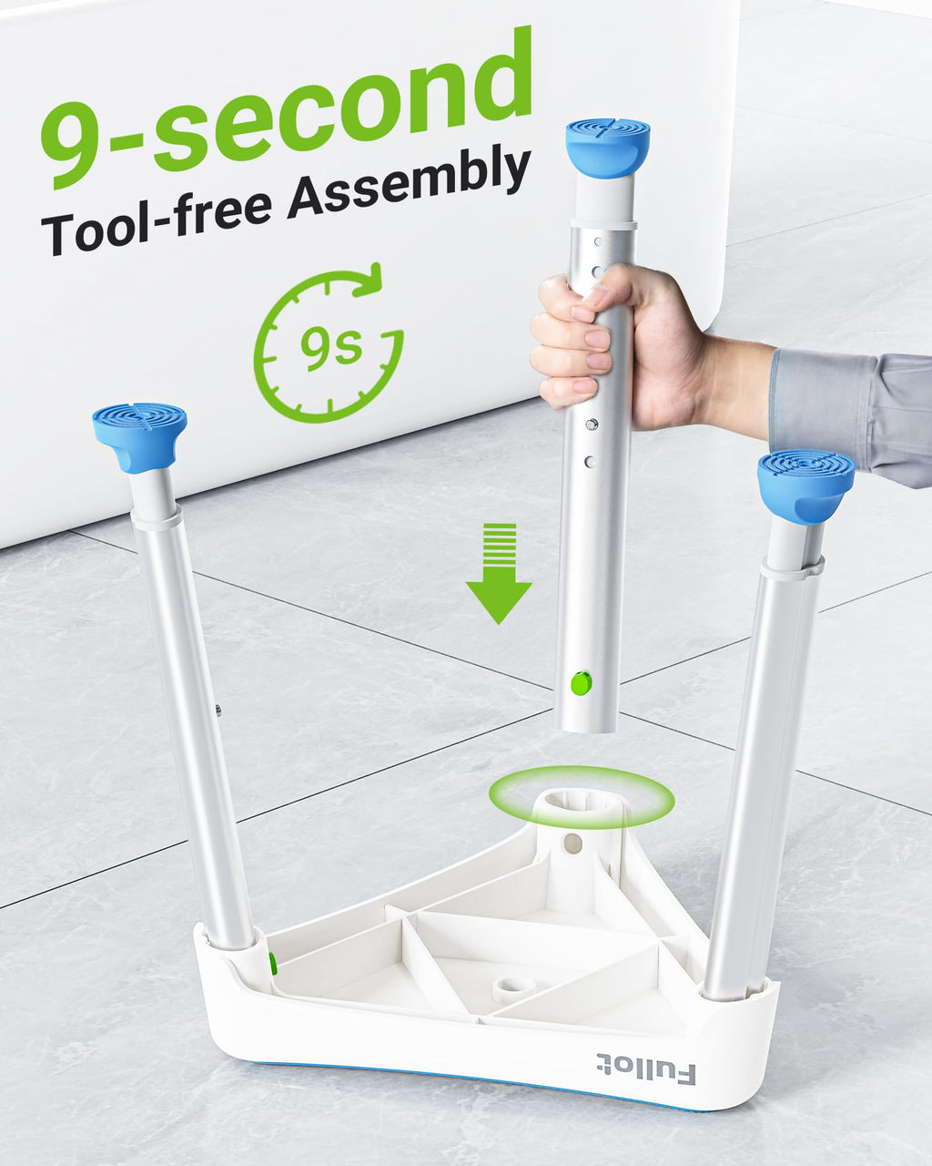 Space-Saving Triangular Shower Chair for Elderly and Disabled, 400 lbs Adjustable Shower Stool Seat with Stable-Bracing, Non-Slip Bathtub Chair, Tool-Free Assembly, Blue With Eva Pad