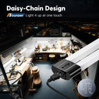 BBOUNDER 4 Pack Linkable LED Utility Shop Light, 4400 LM, Super Bright 6500K Cool Daylight, 4 FT Integrated Fixture for Garage, 40W Equivalent 250W, Surface + Suspension Mount, Black