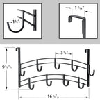LYNK Professional® Home™ Over the Door Hooks - 9 Hook – Over the Door Coat Rack - Over the Door Hanger - Hanging Towels or Clothes - Bathroom, Bedroom, Laundry Room - Lifetime Ltd. Warranty, Black