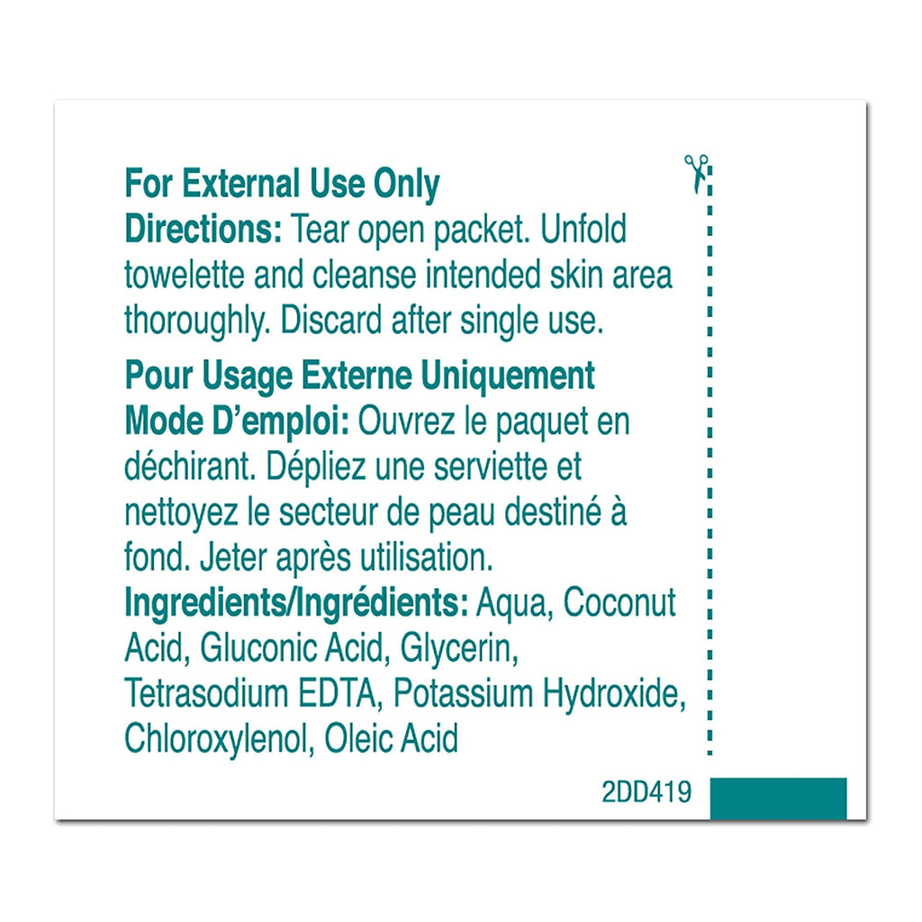 PDI Castile Soap Towelette - Premoistened Facial Cleansing Wipe with Coconut Oil, Great for Travel - Individual Packet, 7.7 in. x 5in., 100 Count, 3 Packs, 300 Total