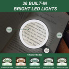 Glass Magnifying Glass with Light Handheld 10X 30X Magnifier with 36 LEDs, 5 Color Modes Rechargeable Lighted Magnifiers, Gift for Senior Reading, Coin, Stamps, Inspection (White & Black)