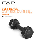 CAP Barbell Cast Iron Hex Dumbbell, Black, Single, 10 lb
