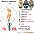 LiteHistory G16.5 E12 Candelabra Bulb 40 watt,Warm Light Bulbs,2700K,6Pack