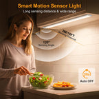 Gritin 14.7inch Under Cabinet Lighting Rechargeable 2 Pack- 3 Color Temps&5 Level Brightness, Super Bright, 4 Modes, Motion Sensor, Long Lasting - Easy Installation Magnetic Under Closet Lights-Silver
