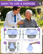 100 Pcs Bedside Commode Liners with Absorbent Pads, Tear-Free Leak-Proof Lavender Scented Commode Liners and Pads, Odor-Free Portable Toilet Liners & Potty Chair Bags for Disposable Adult, Bedpan