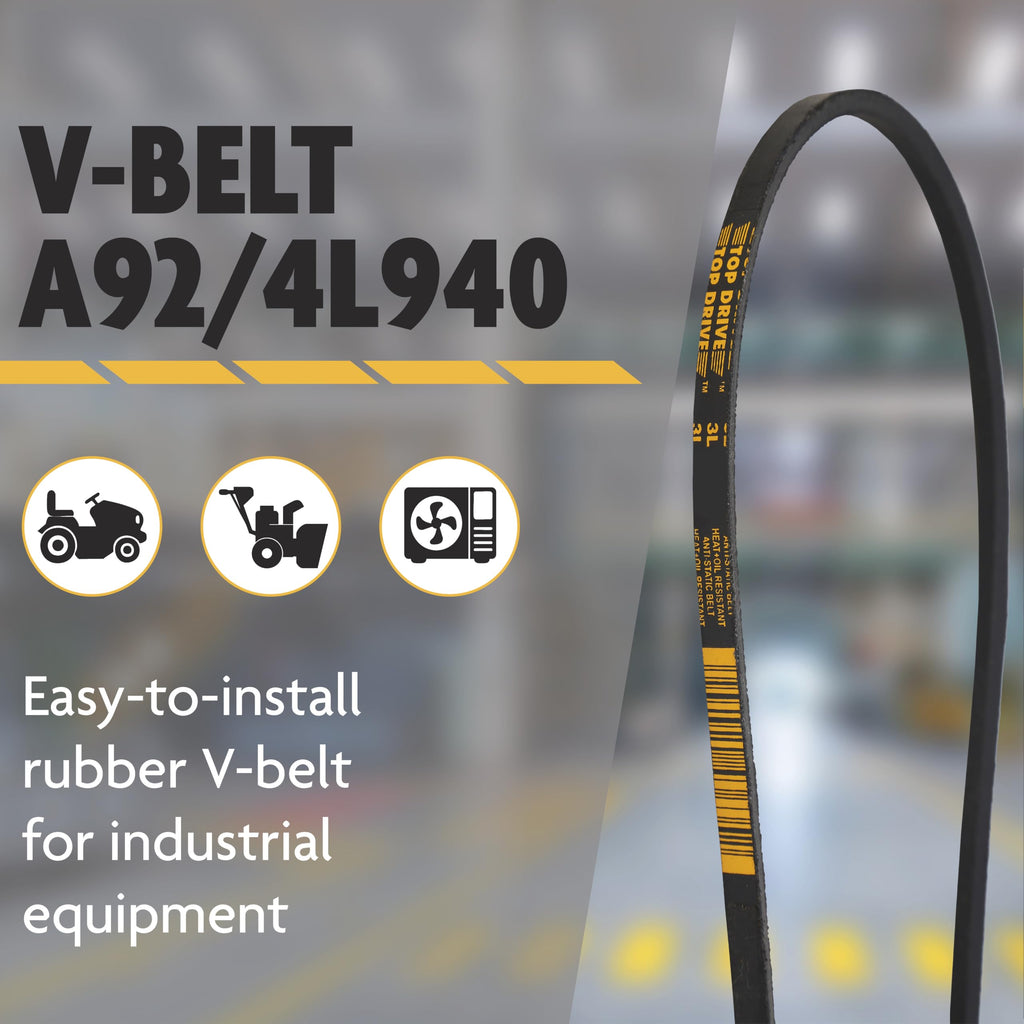 A92/4L940, A/4L, Classic Wrapped V-Belt, Rubber, 1/2" x 94" Outside Circumference