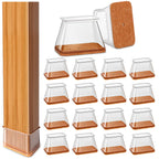 28Pcs Chair Leg Floor Protectors Rectangle for Hardwood Floors Silicone Caps Covers Felt Furniture Pads Clear Chair Sliders, Protect The Floor from Scratches(Fit:L 1.5"-2",W 0.75"-1")