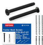 Bopowo (300pcs) 5/16-18 x 2-1/2" Flat Head Thread Cutting Trailer Deck Screws, Black Phosphate, Package Contains T40 Star Drivea and 9/32 Drill bit