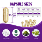 ATNreuro Size 0 Enteric Coated Empty Capsules – 100 Count Acid Resistant Gelatin Capsules – Delayed Release Empty Capsules for Probiotics, Herbal Powders – Non-GMO, Gluten Free