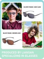 LianSan 2 Packs Premium Metal Bifocal Sunglasses for Men Women Retro Top Clear Sun Readers with UV Protection(Multicolor,1.75x)