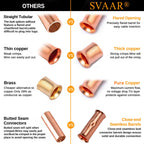 SVAAR 100PCS Flared Open Butt Connectors Kit 4/6/8/12-10 Gauge Butt Splice Connector Non-Insulated Butt Connectors Crimp Pure Copper 50PCS Seamless Barrel Wire Splice Terminals +50PCS 3:1 Heat Shrinks