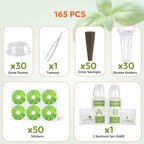 Owltron 165 Pcs Hydroponic Seed Pods Kits, Grow Anything Kit Pod for Indoor Herb Garden with 50 Sponges, 4 A&B Nutrient Plant Food, 30 Baskets, 50 Stickers, 30 Germination Domes, 1 Tweezer