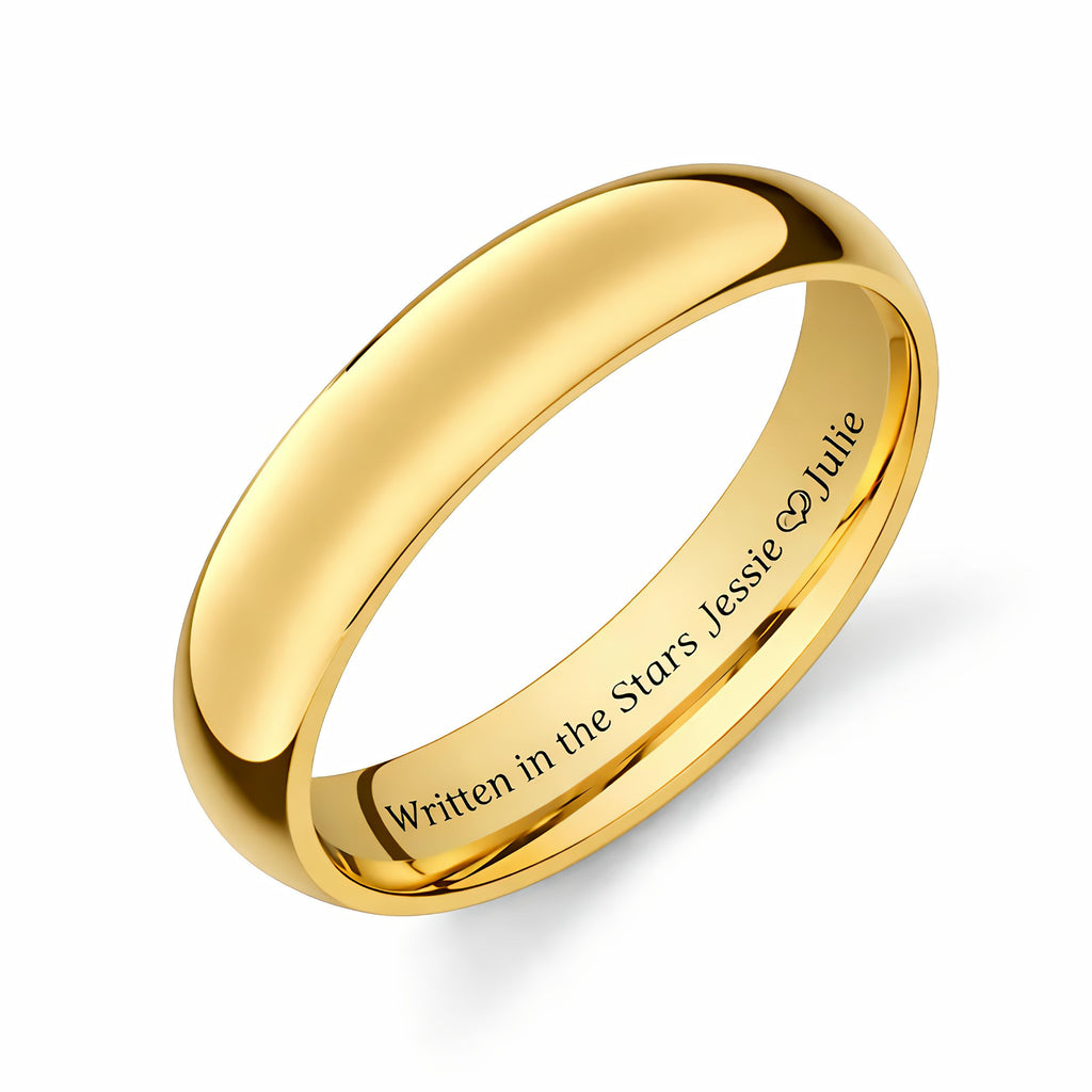 Personalized Men’s Gold Tungsten Ring – Custom Engraved Wedding Band with Free Engraving in Any Language - Ships from USA