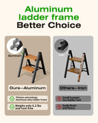 Taranta 2-Step Aluminum Ladder,Lightweight Folding Step Stool with Extra-Wide Anti-Slip Steps,330 lbs Capacity,Compact Space-Saving Design for Home,Kitchen and